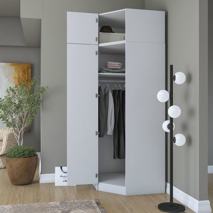 Hanah Home Armario Blanco con Estanterías Hanah Home Armario Blanco con Estanterías